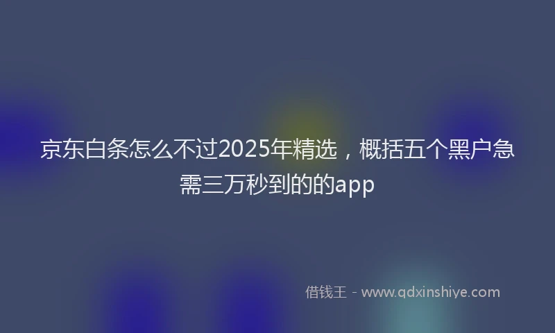 京东白条怎么不过2025年精选，概括五个黑户急需三万秒到的的app