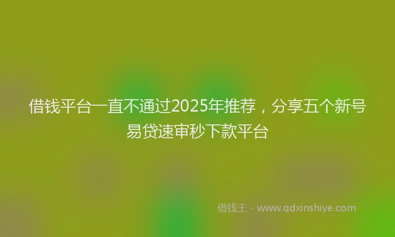 借钱平台一直不通过2025年推荐，分享五个新号易贷速审秒下款平台