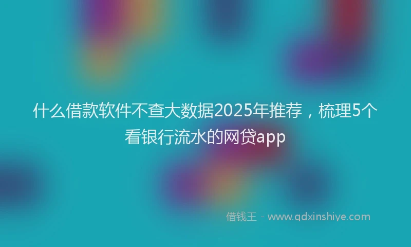 什么借款软件不查大数据2025年推荐，梳理5个看银行流水的网贷app