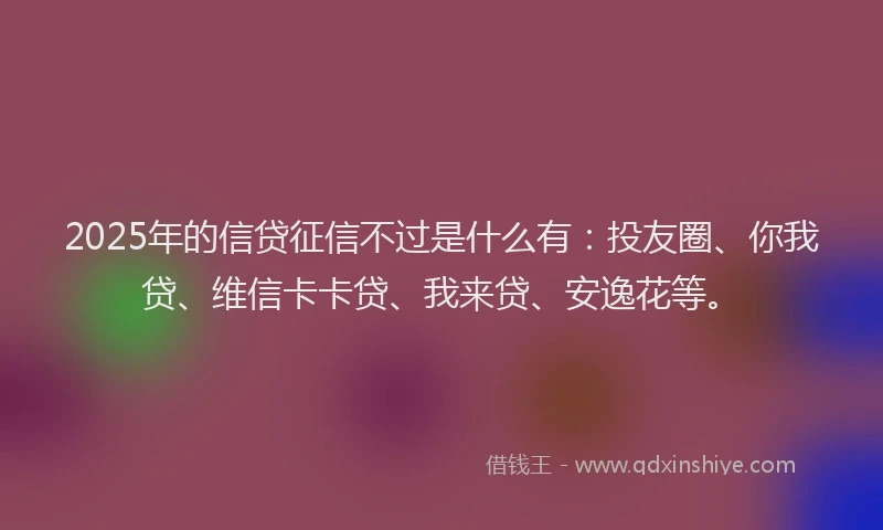 2025年的信贷征信不过是什么有：投友圈、你我贷、维信卡卡贷、我来贷、安逸花等。