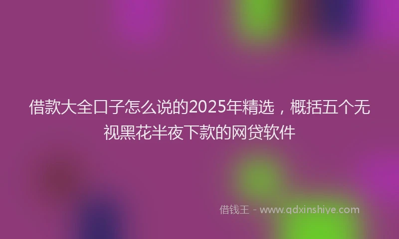借款大全口子怎么说的2025年精选，概括五个无视黑花半夜下款的网贷软件