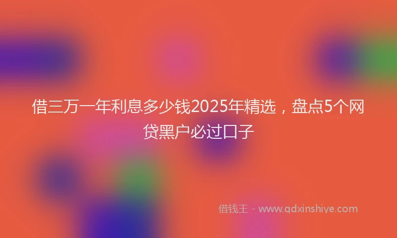 借三万一年利息多少钱2025年精选，盘点5个网贷黑户必过口子