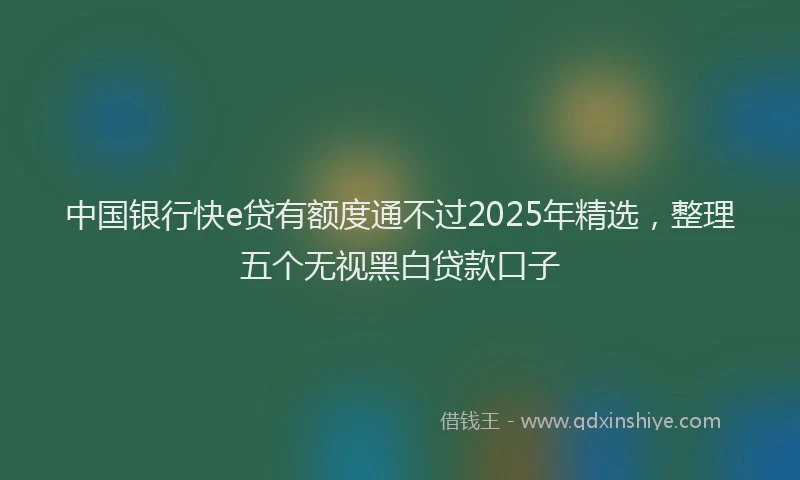 中国银行快e贷有额度通不过2025年精选，整理五个无视黑白贷款口子