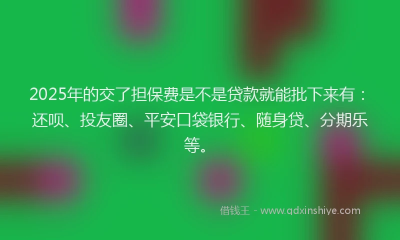 2025年的交了担保费是不是贷款就能批下来有：还呗、投友圈、平安口袋银行、随身贷、分期乐等。
