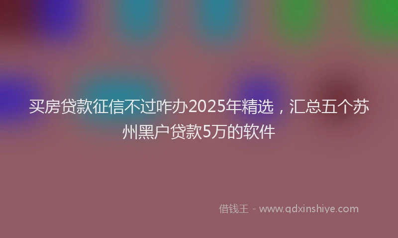 买房贷款征信不过咋办2025年精选，汇总五个苏州黑户贷款5万的软件