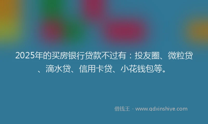 2025年的买房银行贷款不过有：投友圈、微粒贷、滴水贷、信用卡贷、小花钱包等。