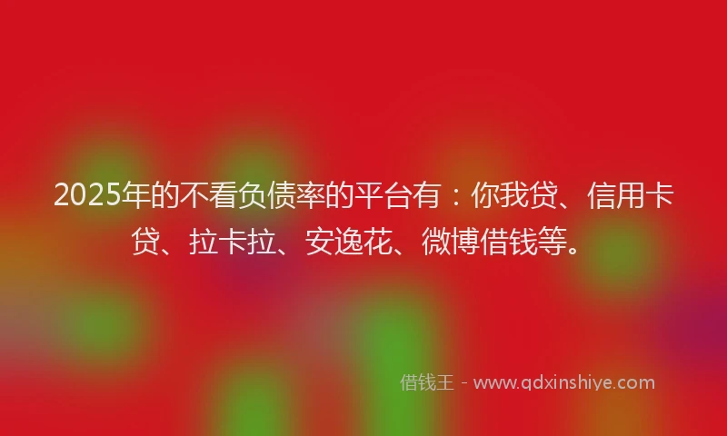 2025年的不看负债率的平台有：你我贷、信用卡贷、拉卡拉、安逸花、微博借钱等。