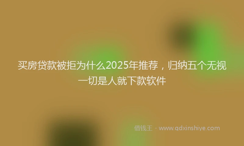 买房贷款被拒为什么2025年推荐，归纳五个无视一切是人就下款软件
