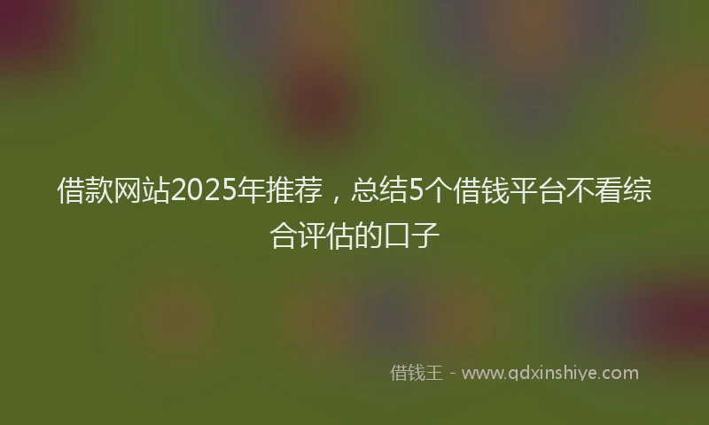 借款网站2025年推荐，总结5个借钱平台不看综合评估的口子