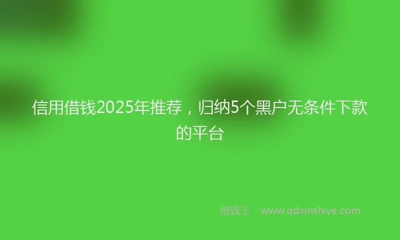 信用借钱2025年推荐，归纳5个黑户无条件下款的平台