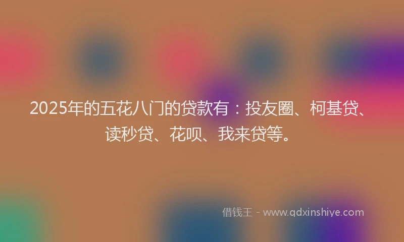 2025年的五花八门的贷款有：投友圈、柯基贷、读秒贷、花呗、我来贷等。