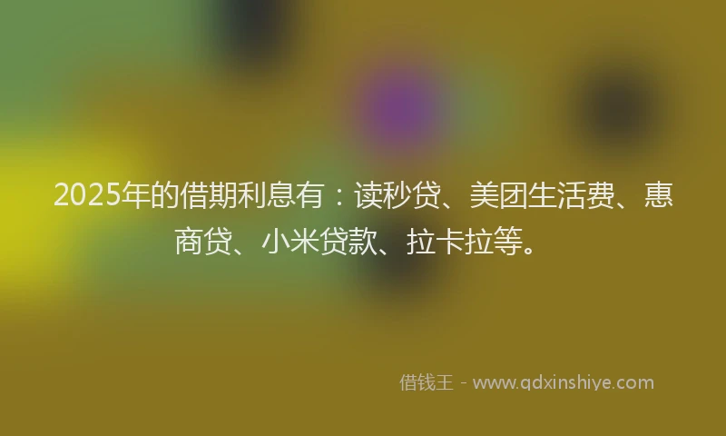 2025年的借期利息有：读秒贷、美团生活费、惠商贷、小米贷款、拉卡拉等。
