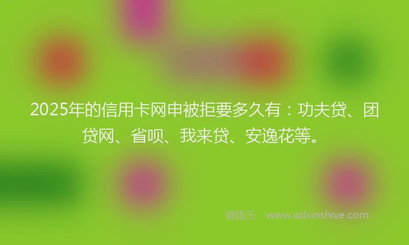 2025年的信用卡网申被拒要多久有：功夫贷、团贷网、省呗、我来贷、安逸花等。