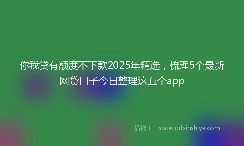 你我贷有额度不下款2025年精选，梳理5个最新网贷口子今日整理这五个app