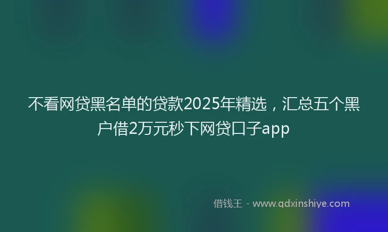不看网贷黑名单的贷款2025年精选，汇总五个黑户借2万元秒下网贷口子app