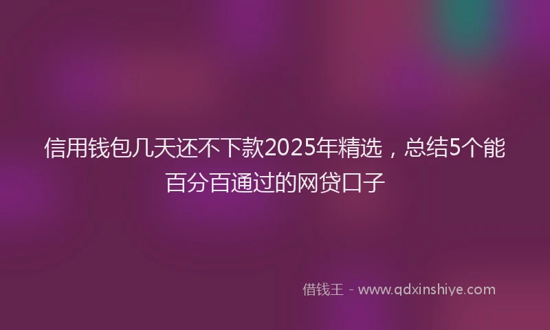信用钱包几天还不下款2025年精选，总结5个能百分百通过的网贷口子