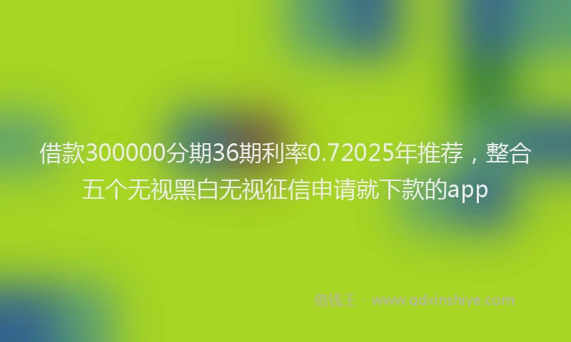 借款300000分期36期利率0.72025年推荐，整合五个无视黑白无视征信申请就下款的app