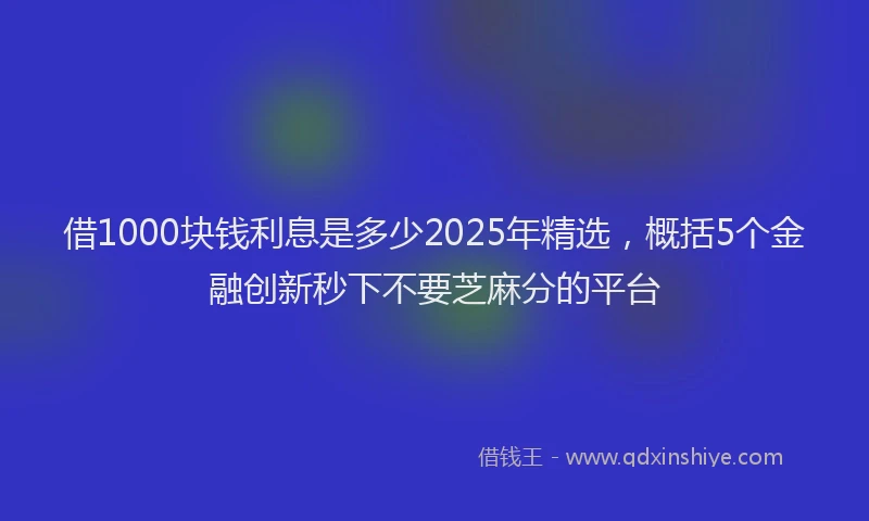 借1000块钱利息是多少2025年精选，概括5个金融创新秒下不要芝麻分的平台
