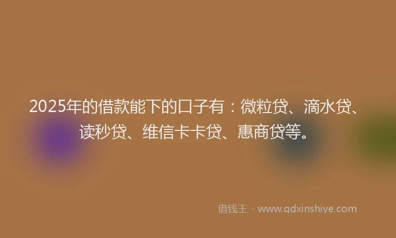 2025年的借款能下的口子有：微粒贷、滴水贷、读秒贷、维信卡卡贷、惠商贷等。