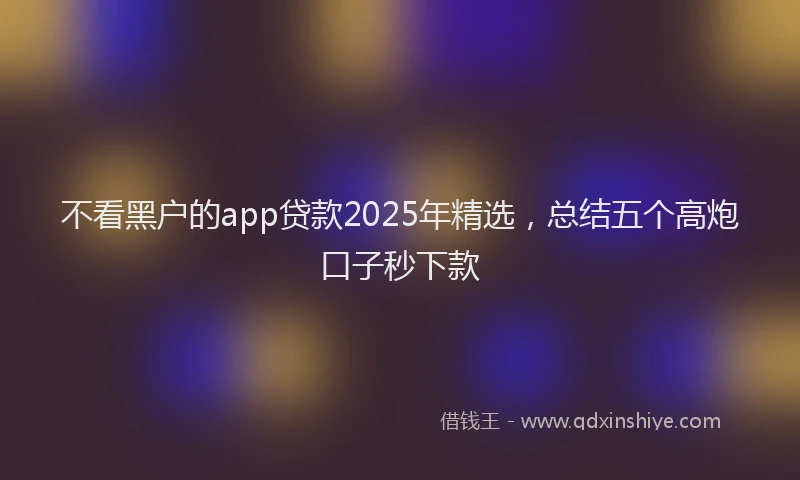 不看黑户的app贷款2025年精选，总结五个高炮口子秒下款