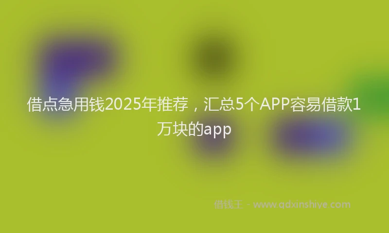 借点急用钱2025年推荐，汇总5个APP容易借款1万块的app