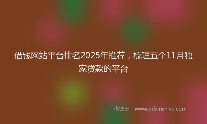 借钱网站平台排名2025年推荐，梳理五个11月独家贷款的平台