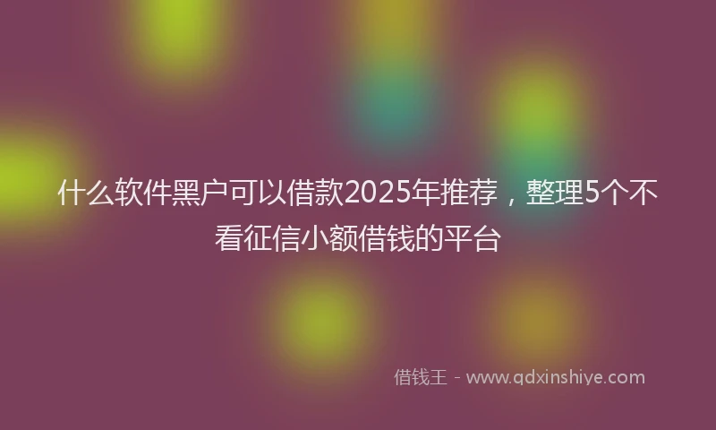 什么软件黑户可以借款2025年推荐，整理5个不看征信小额借钱的平台