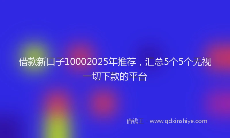 借款新口子10002025年推荐，汇总5个5个无视一切下款的平台