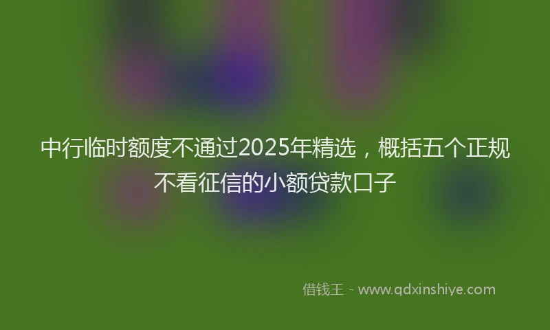 中行临时额度不通过2025年精选，概括五个正规不看征信的小额贷款口子