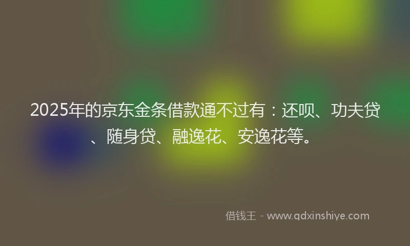 2025年的京东金条借款通不过有：还呗、功夫贷、随身贷、融逸花、安逸花等。