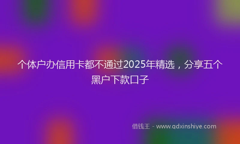 个体户办信用卡都不通过2025年精选，分享五个黑户下款口子