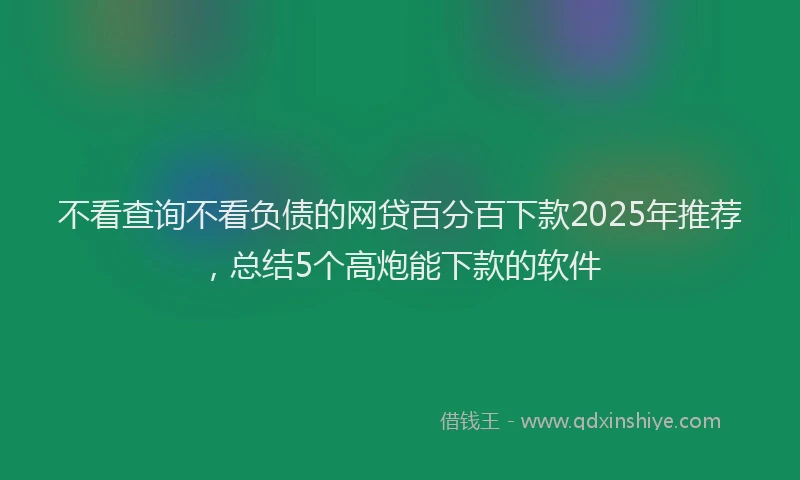 不看查询不看负债的网贷百分百下款2025年推荐，总结5个高炮能下款的软件