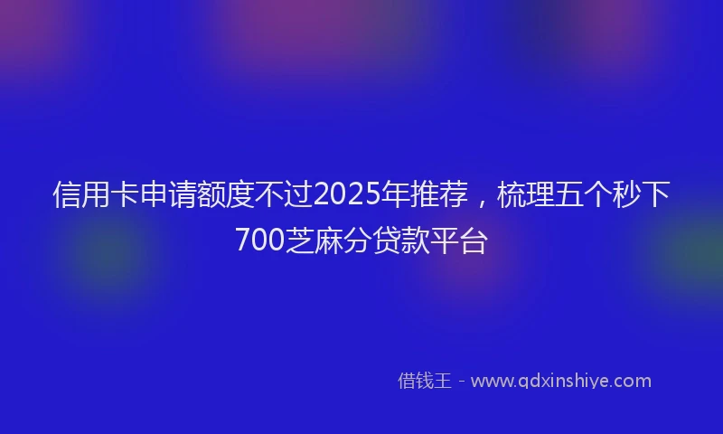 信用卡申请额度不过2025年推荐，梳理五个秒下700芝麻分贷款平台