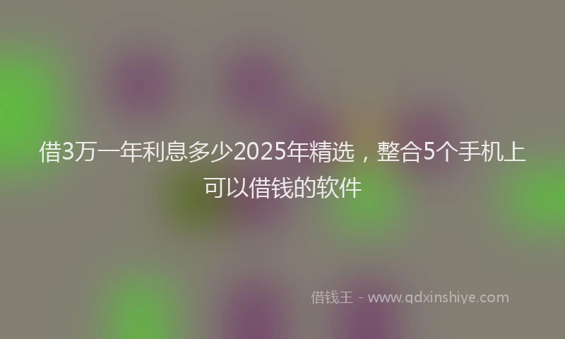 借3万一年利息多少2025年精选，整合5个手机上可以借钱的软件