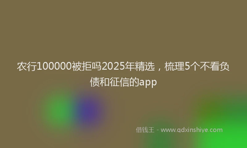 农行100000被拒吗2025年精选，梳理5个不看负债和征信的app