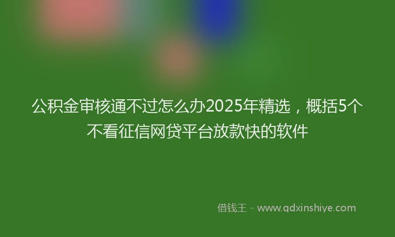 公积金审核通不过怎么办2025年精选，概括5个不看征信网贷平台放款快的软件