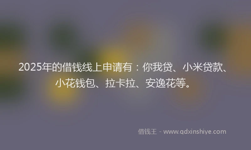 2025年的借钱线上申请有：你我贷、小米贷款、小花钱包、拉卡拉、安逸花等。