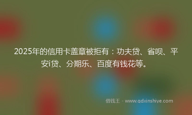 2025年的信用卡盖章被拒有：功夫贷、省呗、平安i贷、分期乐、百度有钱花等。
