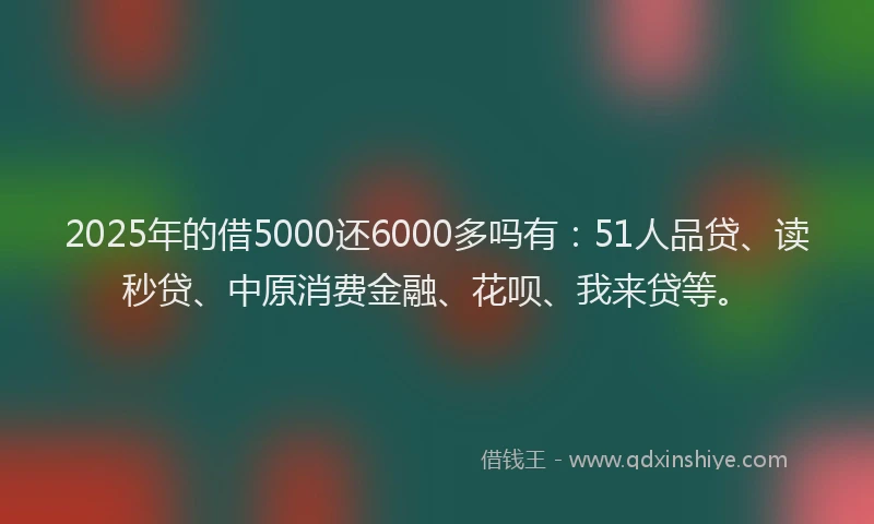 2025年的借5000还6000多吗有：51人品贷、读秒贷、中原消费金融、花呗、我来贷等。