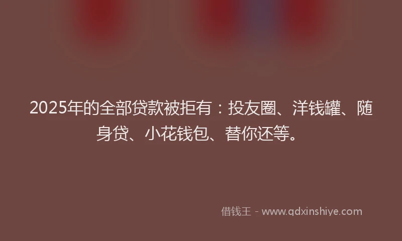 2025年的全部贷款被拒有：投友圈、洋钱罐、随身贷、小花钱包、替你还等。
