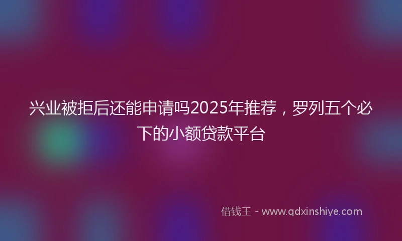 兴业被拒后还能申请吗2025年推荐，罗列五个必下的小额贷款平台