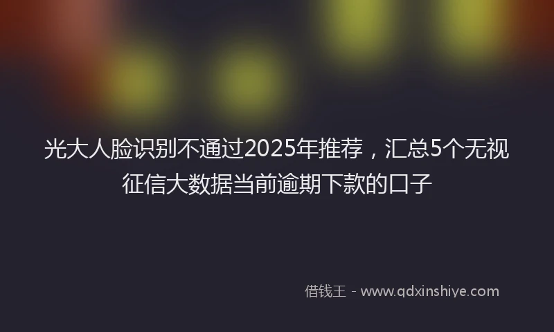 光大人脸识别不通过2025年推荐，汇总5个无视征信大数据当前逾期下款的口子