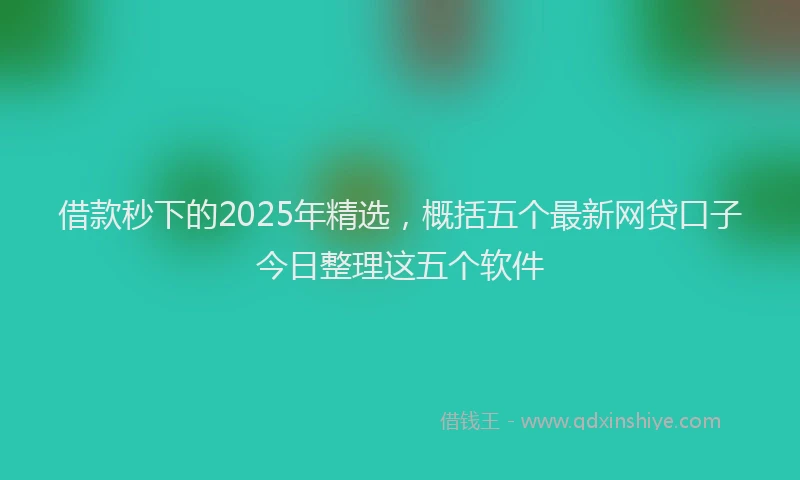 借款秒下的2025年精选，概括五个最新网贷口子今日整理这五个软件