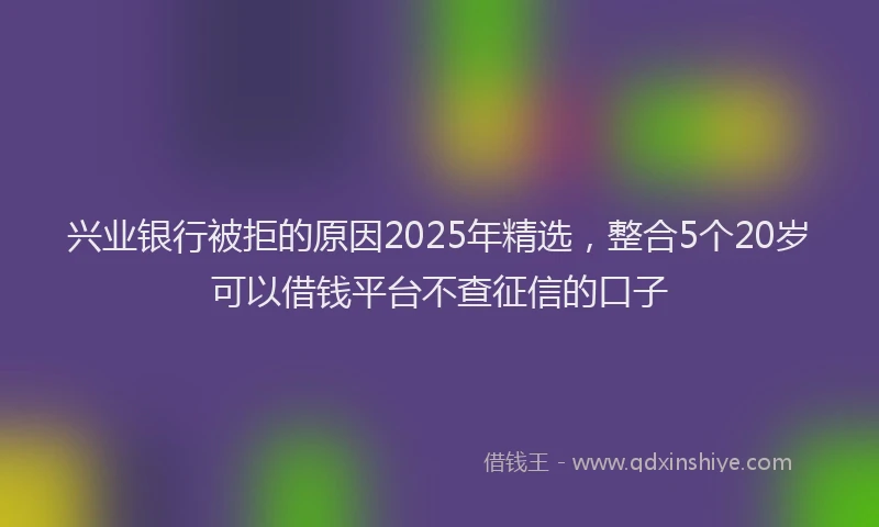 兴业银行被拒的原因2025年精选，整合5个20岁可以借钱平台不查征信的口子