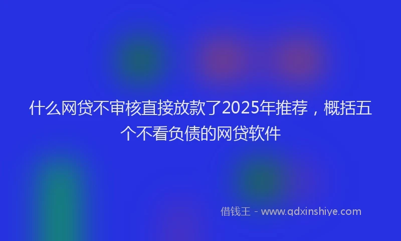 什么网贷不审核直接放款了2025年推荐，概括五个不看负债的网贷软件