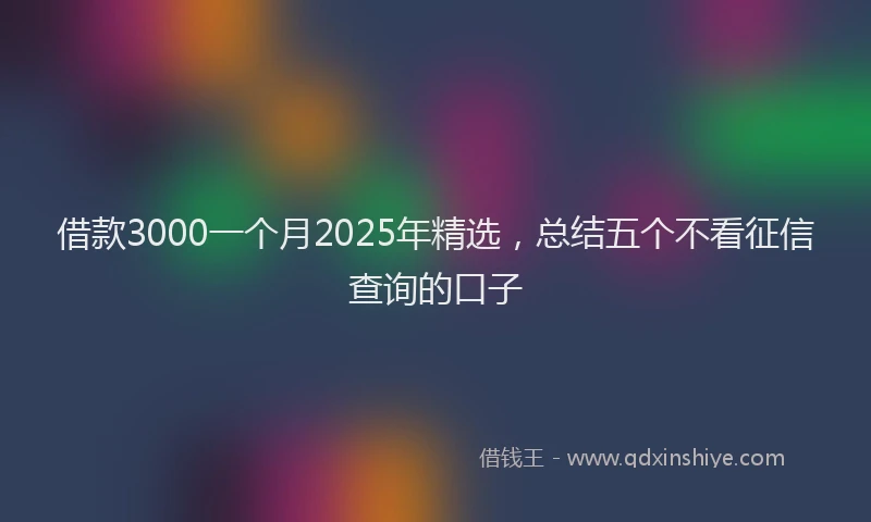 借款3000一个月2025年精选，总结五个不看征信查询的口子