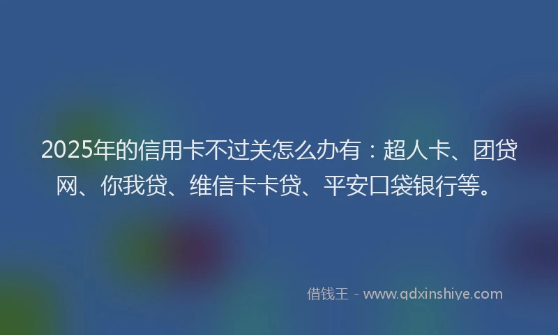 2025年的信用卡不过关怎么办有：超人卡、团贷网、你我贷、维信卡卡贷、平安口袋银行等。