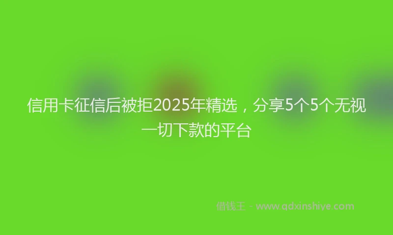 信用卡征信后被拒2025年精选，分享5个5个无视一切下款的平台