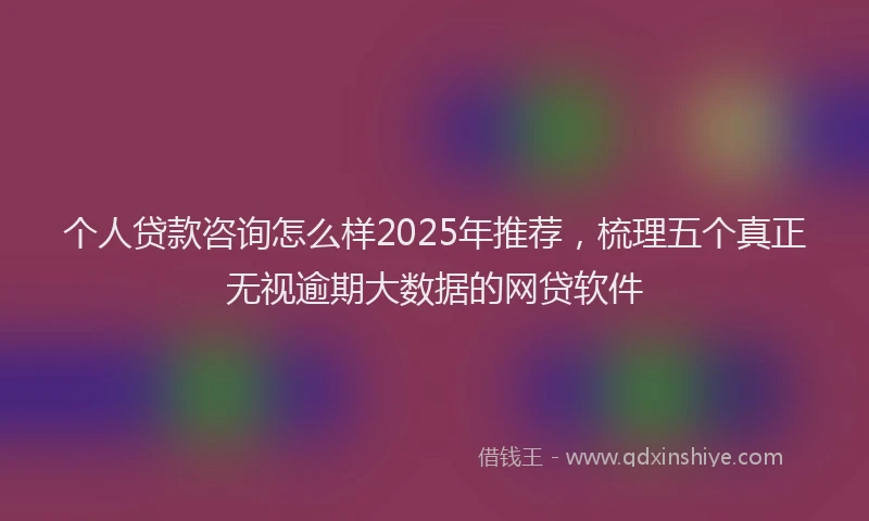 个人贷款咨询怎么样2025年推荐，梳理五个真正无视逾期大数据的网贷软件