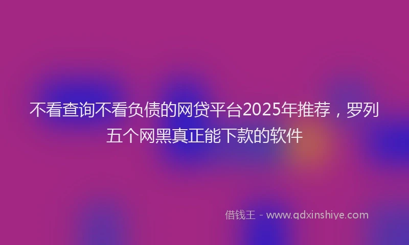 不看查询不看负债的网贷平台2025年推荐，罗列五个网黑真正能下款的软件